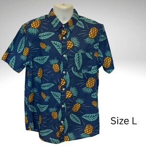 Tropical Pineapple Print Casual Shirt Size L